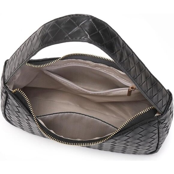 Women’s Bz Black Cute Hobo Tote Handbag Mini Clutch Purse with Zipper Closure - Picture 4 of 6